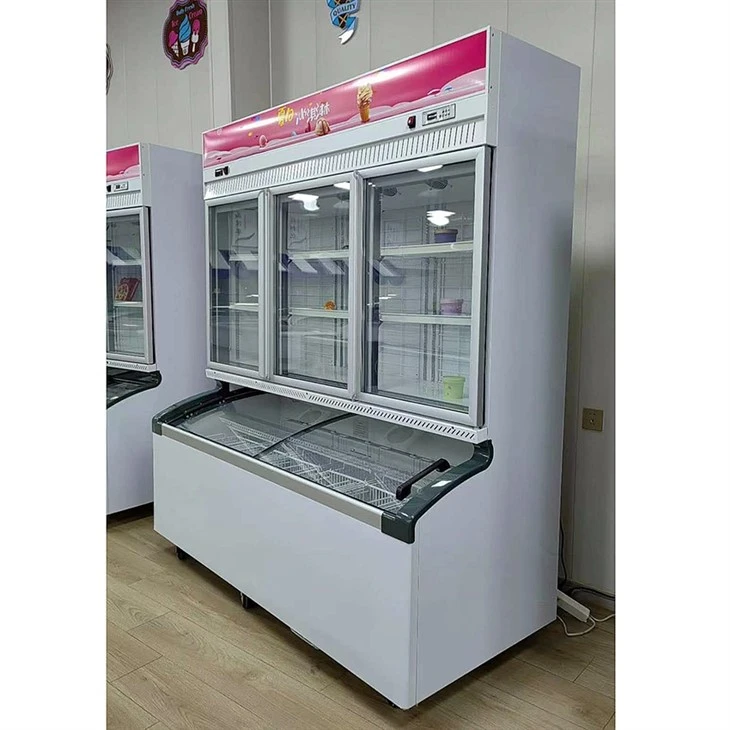 Double Temperature Display Freezer Supermarket Display Chiller