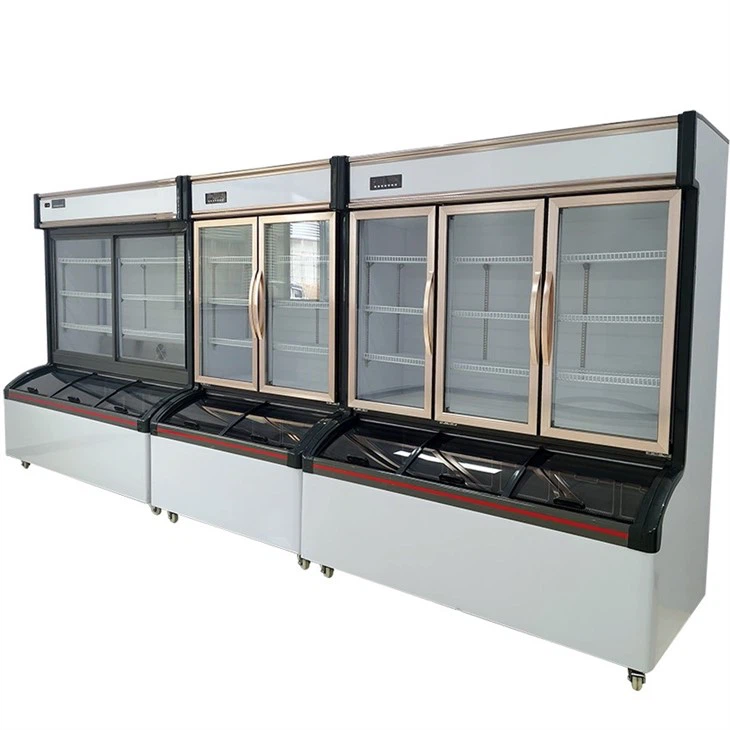 Supermarket Display Chiller Ice Cream Freezer Glass Door Cooler